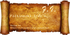 Foltinszki Irén névjegykártya